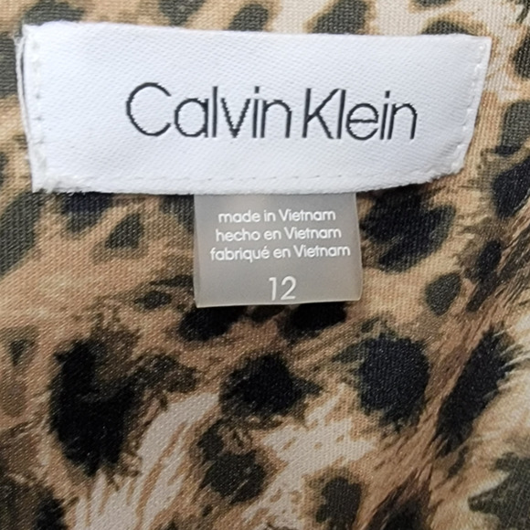 Calvin Klein Women's Hidden Back Zip Animal-Trim Dress Black Size 12 - Picture 6 of 9